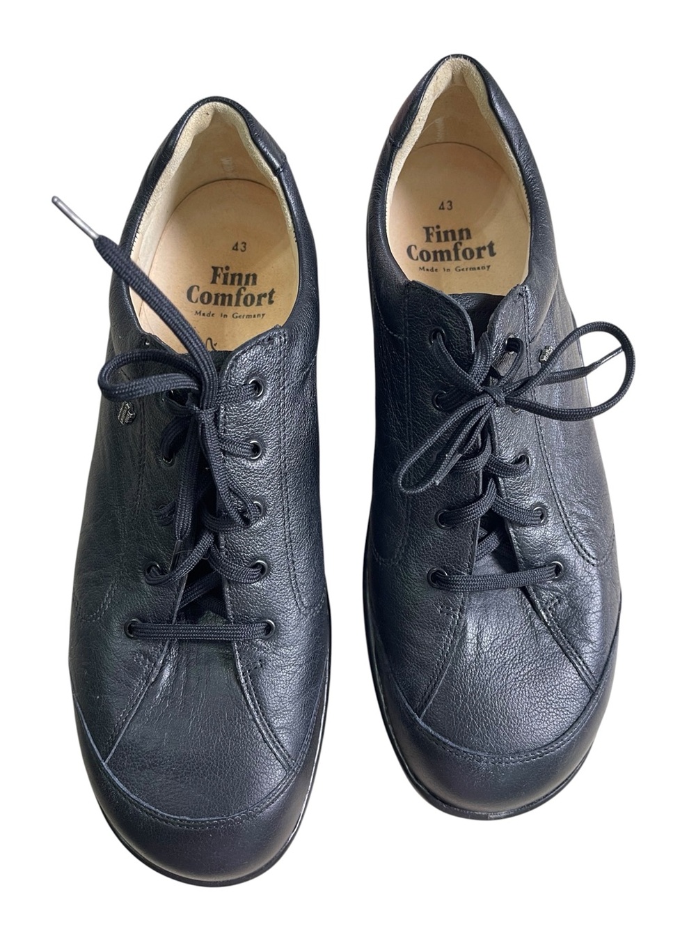 Finn Comfort Black Leather Lace-Up Casual Shoes size 43